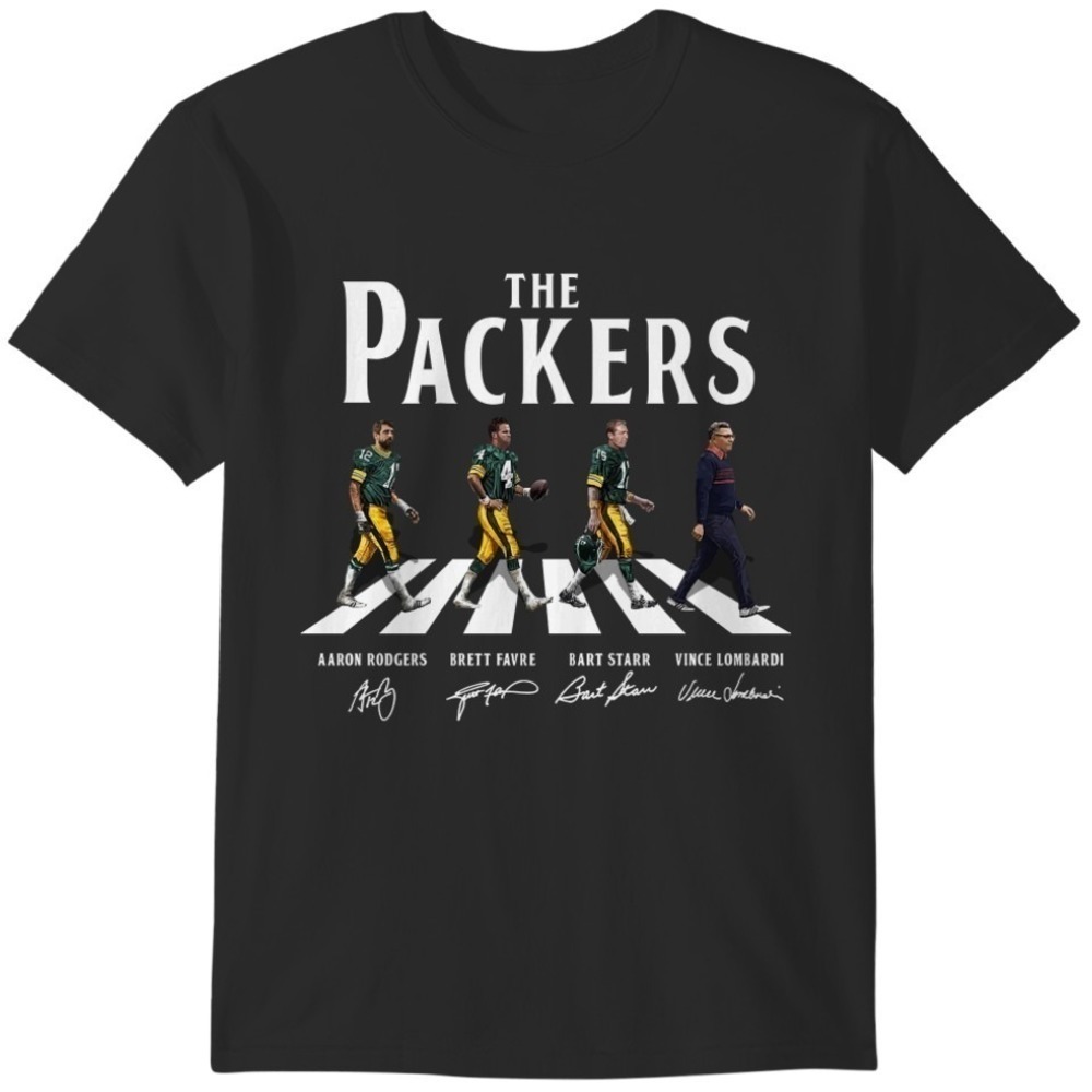 The Packers Walking Abbey Road Signatures T Shirt Green Bay Packers Shirt